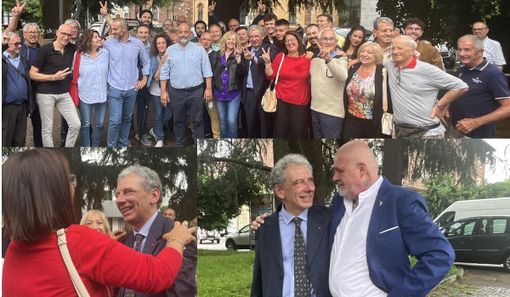 VIDEO. Samarate, centrosinistra in festa con il nuovo sindaco Alessandro Ferrazzi: «La prima cosa che vorrei fare? Aprire la porta principale del municipio»
