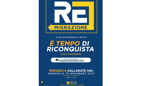 Il comitato Remigrazione e Riconquista ancora in piazza: domenica a Gallarate «dopo ennesimo episodio di violenza» Il comitato Remigrazione e Riconquista ancora in piazza: domenica a Gallarate «dopo ennesimo episodio di violenza»