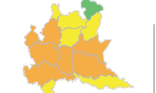 La mappa del rischio temporali in Lombardia diffusa dalla Protezione civile La mappa del rischio temporali in Lombardia diffusa dalla Protezione civile