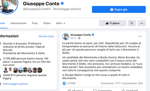 Il post di Giuseppe Conte