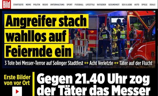 La Bild e l'attacco di ieri che ha provocato tre morti e otto feriti