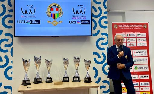Renzo Oldani, presidente della Società Ciclistica Alfredo Binda, alla presentazione di stamattina