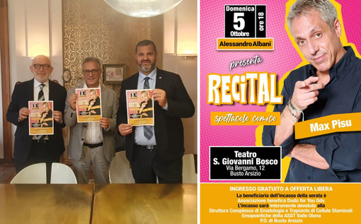 Con Max Pisu si ride e si aiuta l’Ematologia di Busto. Albani: «Fare del bene cambia la vita»