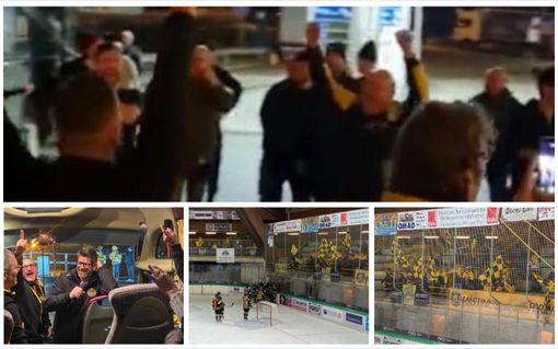 Delirio giallonero in autogrill (foto tratte dalla pagina Facebook Mastini Forever. Si ringrazia anche Oana Maria Constandis)