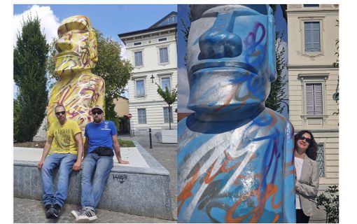 VIDEO. Svettano a Busto i quattro Moai degli Urbansolid VIDEO. Svettano a Busto i quattro Moai degli Urbansolid