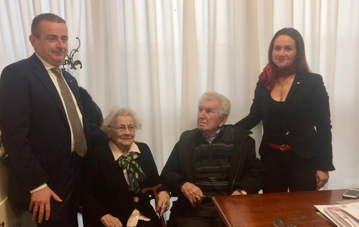 Olga Fiorini con il marito Enrico e i nipoti Cinzia e Mauro