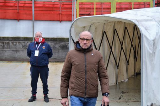 L'allenatore biancorosso Ezio Rossi nella foto di Ezio Macchi