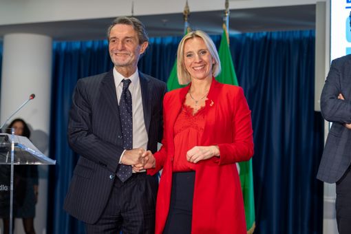 L'assessore Terzi col governatore Fontana L'assessore Terzi col governatore Fontana