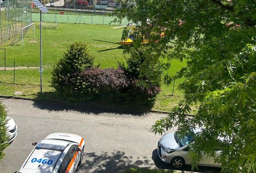 L'elisoccorso atterrato a Sesto Calende