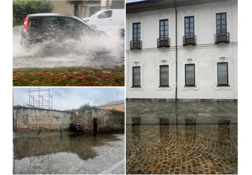 Sopra viale Pirandello, sotto via Pozzi. A lato, Palazzo Cicogna si specchia Sopra viale Pirandello, sotto via Pozzi. A lato, Palazzo Cicogna si specchia