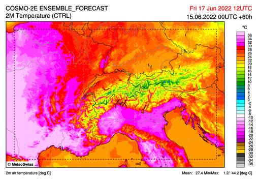 La cartina prevista per venerdì pubblicata da MeteoSvizzera