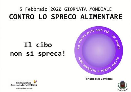 Il Comune di Arcisate aderisce alla giornata mondiale contro lo spreco alimentare
