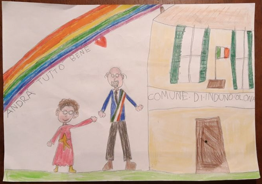 IL DISEGNO. La piccola Rachele scrive al sindaco di Induno Olona: «Uniti supereremo le difficoltà» IL DISEGNO. La piccola Rachele scrive al sindaco di Induno Olona: «Uniti supereremo le difficoltà»