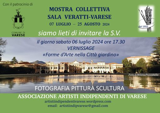 "Forme d’Arte nella Città Giardino": sabato 6 luglio il vernissage