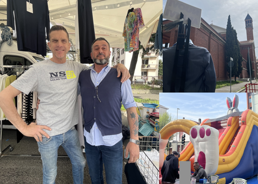 Le bancarelle a Sant'Edoardo, Max Rogora e Giorgio Landoni Le bancarelle a Sant'Edoardo, Max Rogora e Giorgio Landoni