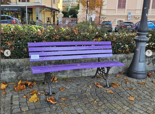 La panchina lilla inaugurata sul lungolago di Laveno (foto dalla pagina Instagram del sindaco Santagostino) La panchina lilla inaugurata sul lungolago di Laveno (foto dalla pagina Instagram del sindaco Santagostino)
