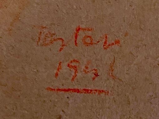 La firma e la data autografe del disegno di Giovanni Testori che sarà donata da Carlo Mazza all’Università dell’Insubria