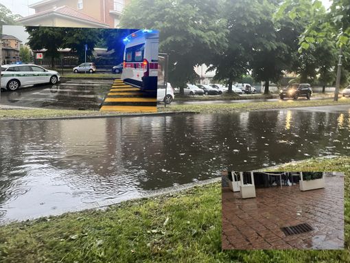 Il lato allagato di viale Boccaccio mentre ha retto la piazza Santa Maria