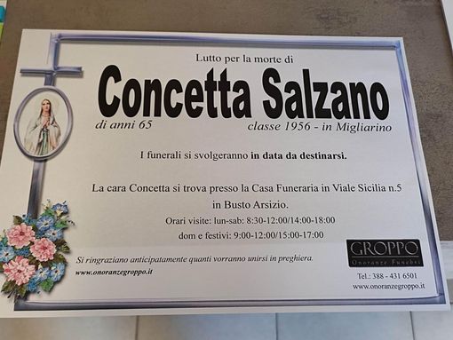 L'addio alla sua Concetta: l'ex sindaco Migliarino ringrazia per l'affetto e la vicinanza