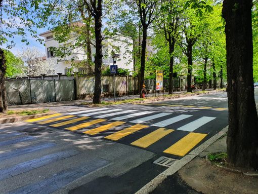 Il nuovo attraversamento pedonale in viale Virgilio