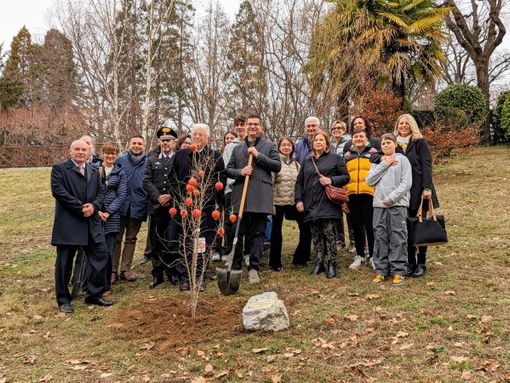 FOTO. Il parco di Villa Toeplitz si arricchisce di un melograno, simbolo della lotta contro il cancro infantile