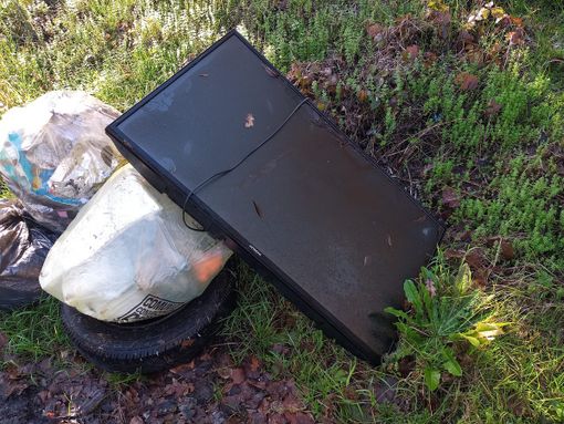 I rifiuti abbandonati sulla Provinciale a Lavena Ponte Tresa raccolti dai volontari di Amo Madre Terra (foto dalla pagina Facebook Amo Madre Terra)