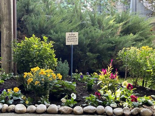 Uno dei cartelli che invitano i ladri a lasciare in pace l'omaggio ai defunti a Busto Uno dei cartelli che invitano i ladri a lasciare in pace l'omaggio ai defunti a Busto