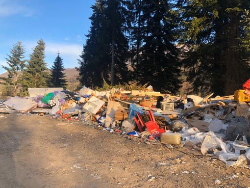 FOTO. Una ferita nei nostri boschi: eternit, mattoni, pneumatici e maiali. Viaggio nella discarica abusiva sequestrata dai carabinieri