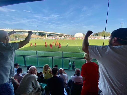 Il tripudio finale al gol biancorosso Il tripudio finale al gol biancorosso