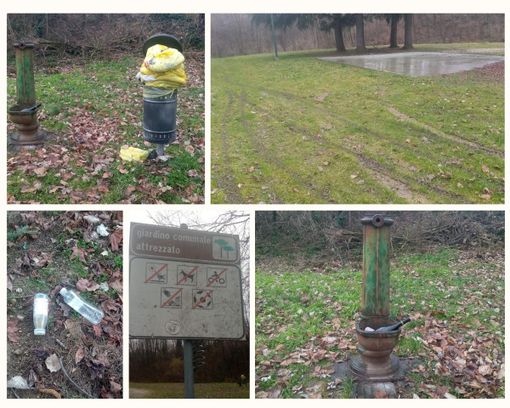 Quanti rifiuti abbandonati nel giardino di largo Gajard