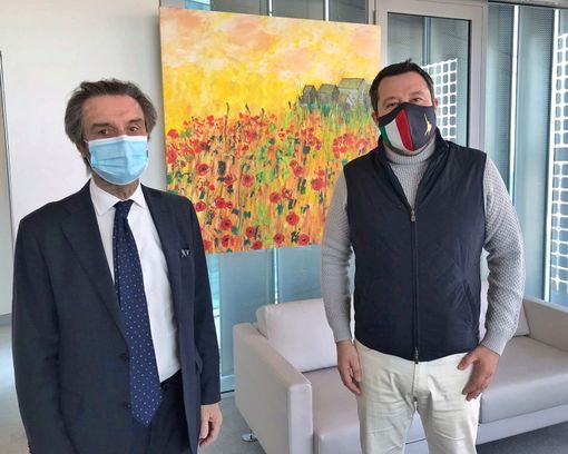 La foto postata da Fontana con Salvini a Palazzo Lombardia La foto postata da Fontana con Salvini a Palazzo Lombardia