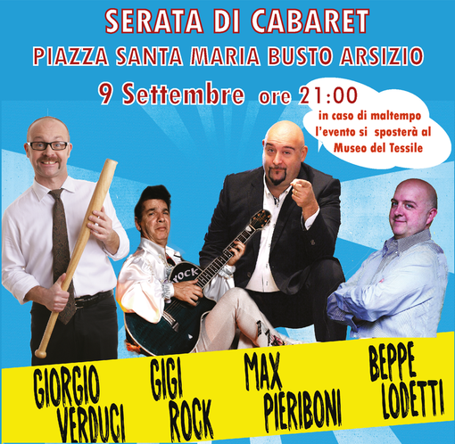 “Obiettivo risata”: serata di cabaret in piazza Santa Maria a Busto