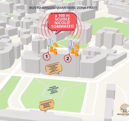 Nuove antenne per telecomunicazioni in piazza della stazione a Busto, allarme e raccolta firme del Cse