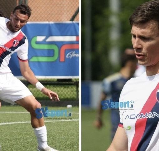 A sinistra Paolo Valagussa, mezz'ala trentunenne, e a destra Vladimir Mikhaylovskiy, difensore che compirà 35 anni il 21 giugno (foto Svsport.it)