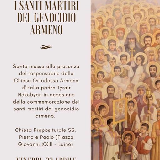 Luino, venerdì una messa in ricordo dei martiri del genocidio armeno Luino, venerdì una messa in ricordo dei martiri del genocidio armeno
