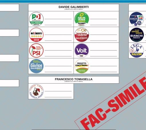 Varese, ecco la scheda elettorale: apre la Cazzato e chiude Bianchi