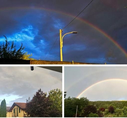In grande l'arcobaleno avvistato a Bizzozero, qui sopra a destra quello della Rasa e a sinistra quello spuntato a Masnago In grande l'arcobaleno avvistato a Bizzozero, qui sopra a destra quello della Rasa e a sinistra quello spuntato a Masnago