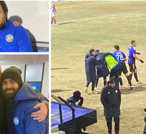 Dall'alto in senso orario Torraca insieme al gemello Scapinello, la gioia al gol decisivo dell'attaccante che trascina la Solbiatese in finale di Coppa e l'abbraccio del direttore Gorrasi con Torraca e Puka