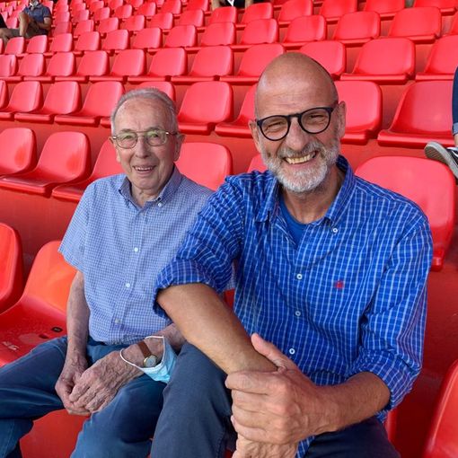 Papà Giannino e Roberto Bof allo stadio Franco Ossola