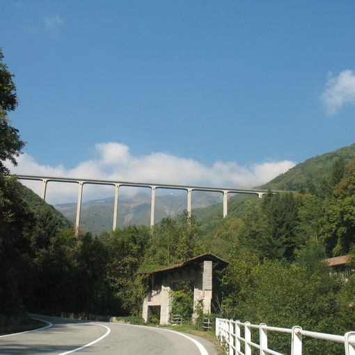 Il ponte della Pistolesa da dove l'uomo si è gettato dopo aver ucciso la madre e, sotto, le foto Benedetti per Newsbiella.it del luogo della tragedia