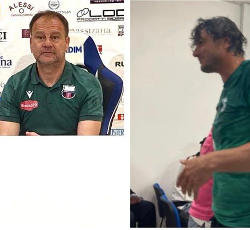 Spilli e il varesino Contini, tecnico del Desenzano bagnato di spumante dal suo staff dopo la vittoria dei playoff