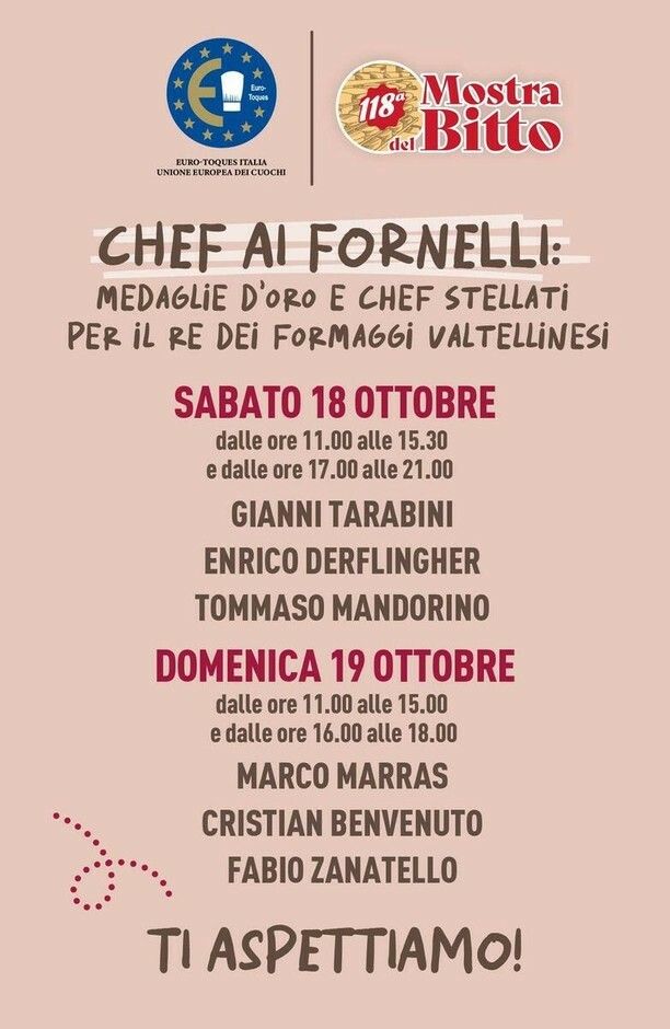 Morbegno celebra il Bitto, il re delle Alpi valtellinesi con gli chef di Euro-Toques Morbegno celebra il Bitto, il re delle Alpi valtellinesi con gli chef di Euro-Toques