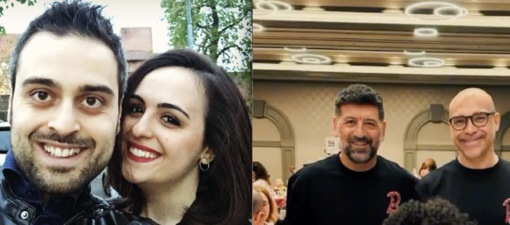 A sinistra Valerio Amodio Giurni e Silvia Moramarco, che sta lottando per la vita;  a destra Mario Paglino e Gianni Grossi