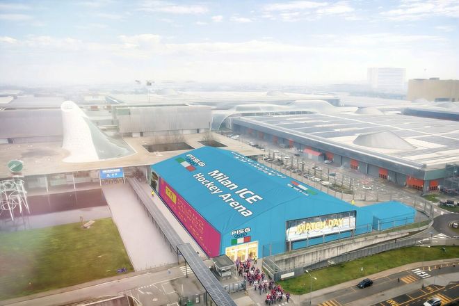 Il rendering della Milan Ice Fiera Arena (dall'Ufficio stampa della Federghiaccio)