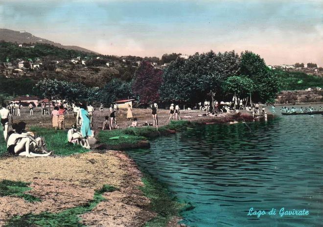 Il lago di Varese a Gavirate in una storica cartolina (foto da La Varese Nascosta)
