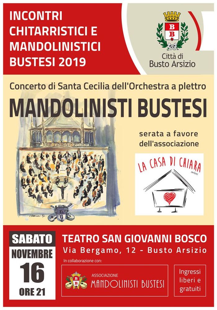 Chiara amava, anzi ama, la musica. Come quella dei Mandolinisti Bustesi che stasera suonano per i bimbi come lei