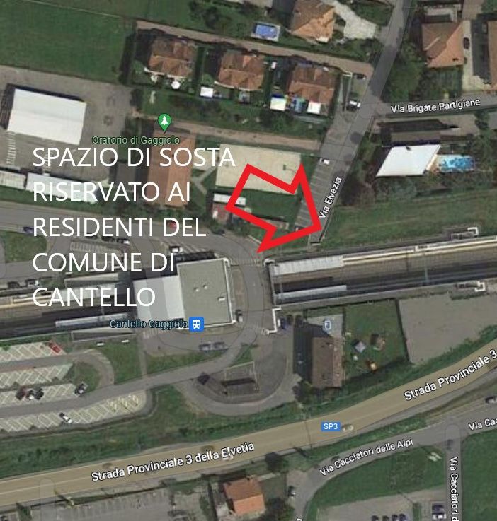 La mappa con indicato dove sorgerà l'area di sosta riservata ai cittadini di Cantello nella stazione di Gaggiolo