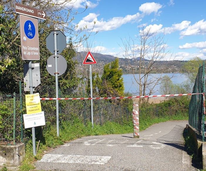 &quot;Acqua alta varesina&quot;, problemi anche a Biandronno: chiusa la ciclabile
