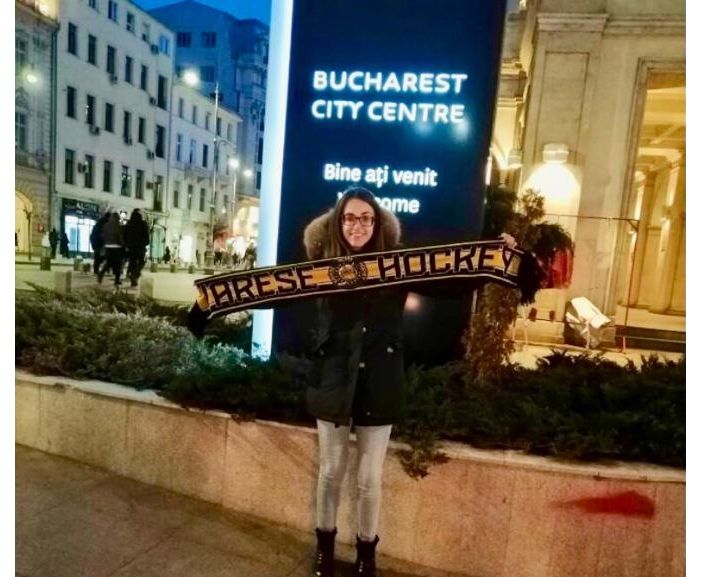 Alessandra Lamanna, a Bucarest con la sciarpa dei Mastini