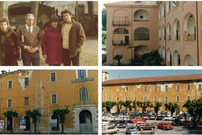 Angela e Franco, a destra, insieme a mamma Carla Tagnochetti e a papà Giuseppe Buccheri, il colonnello della Caserma Garibaldi dove hanno abitato nella loro casa all'interno dell'edificio militare sul lato di via Pavesi da metà anni Settanta a metà anni Ottanta